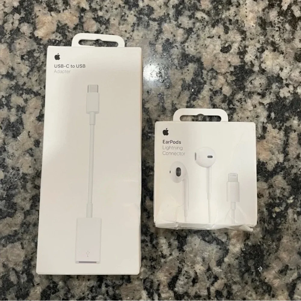 Apple USB-C to USB Adapter and EarPods with Lightning Connector